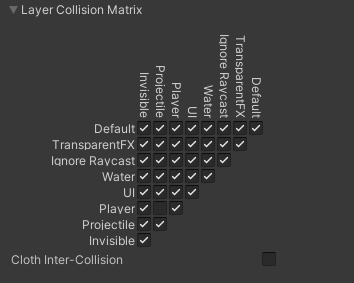 Settings for the collision matrix